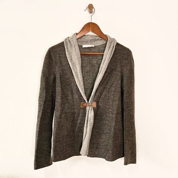 Fabiana Filippi Brown Wool Cashmere Blend Buckle Front Cardigan - Picture 1 of 8